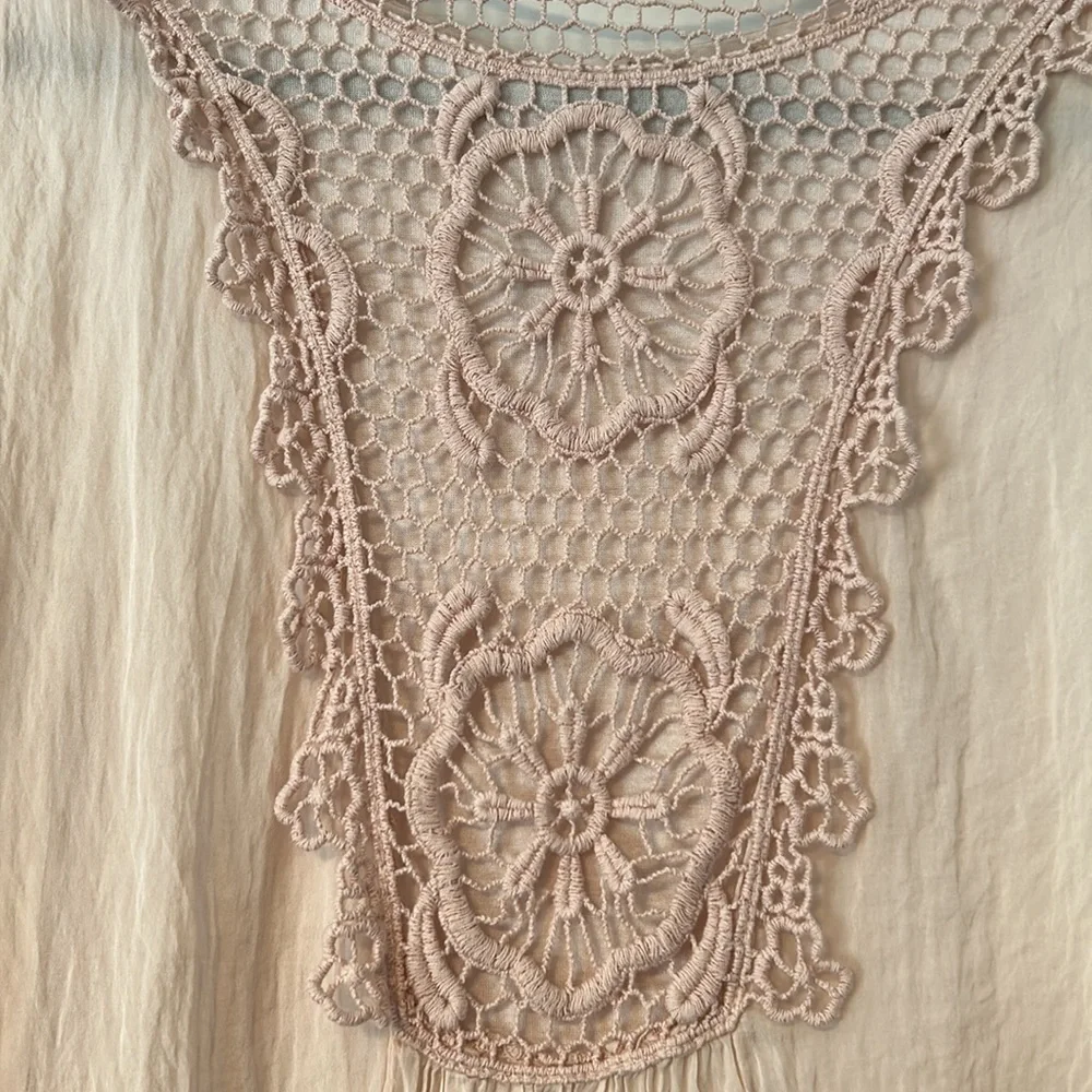 Small Carla Conti made in Italy crochet 100% silk sleeveless blouse tanktop top - Picture 4 of 6